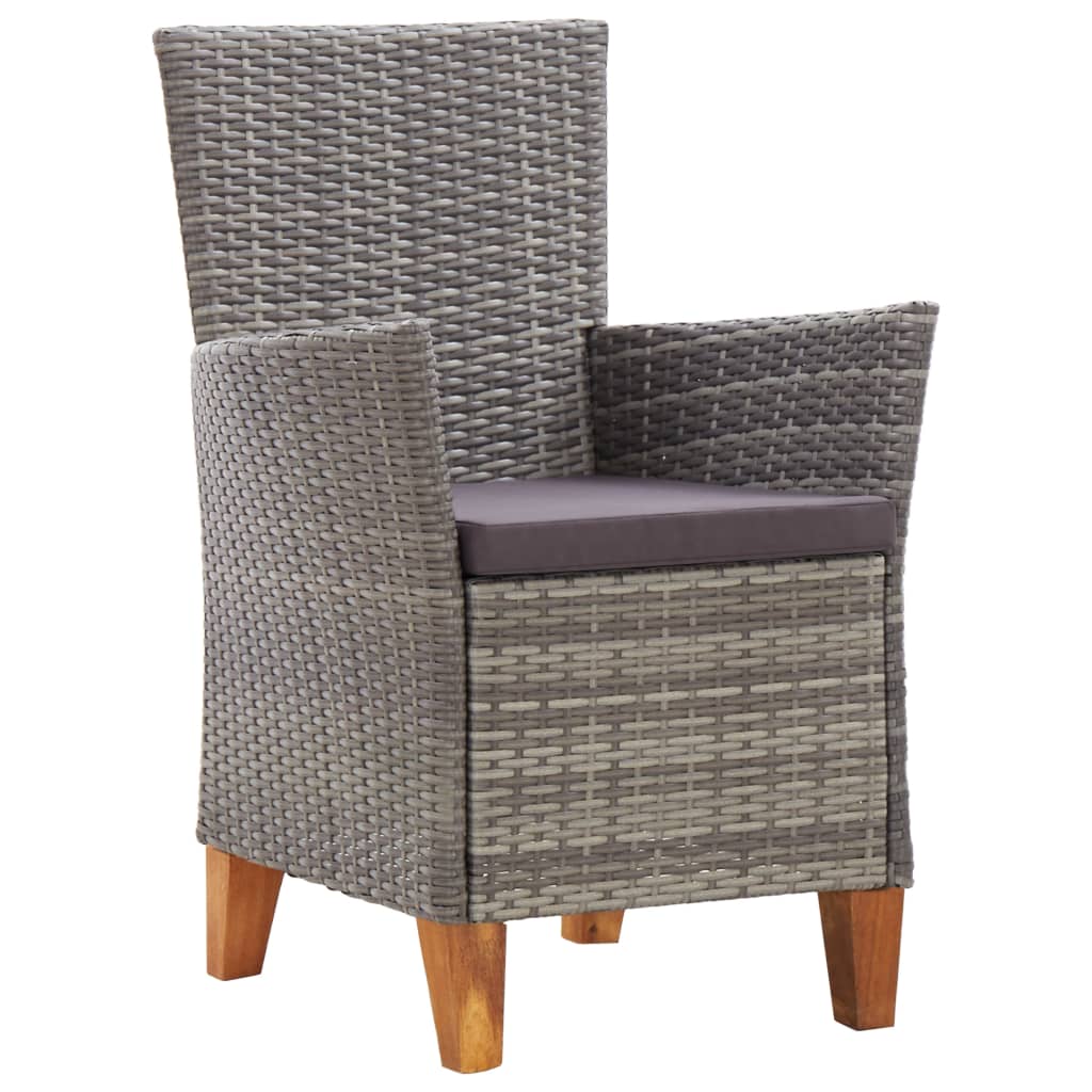 Patio Chairs 2 Pcs With Cushions Poly Rattan Gray