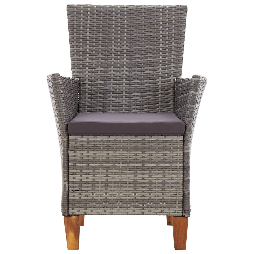 Patio Chairs 2 Pcs With Cushions Poly Rattan Gray