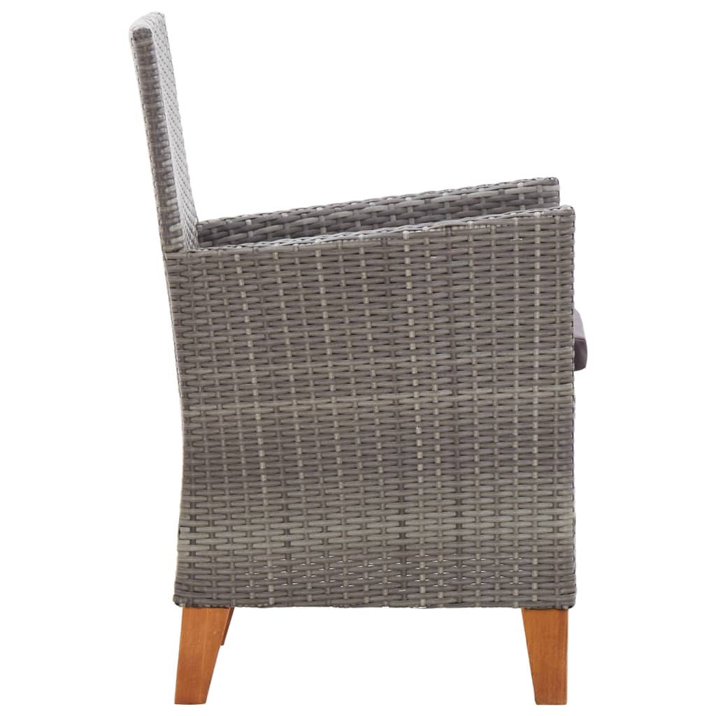 Patio Chairs 2 Pcs With Cushions Poly Rattan Gray