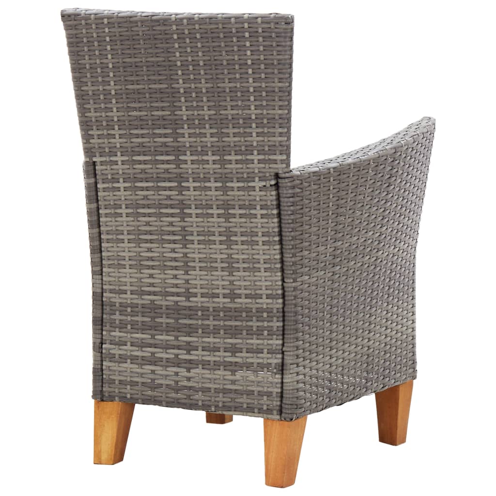 Patio Chairs 2 Pcs With Cushions Poly Rattan Gray