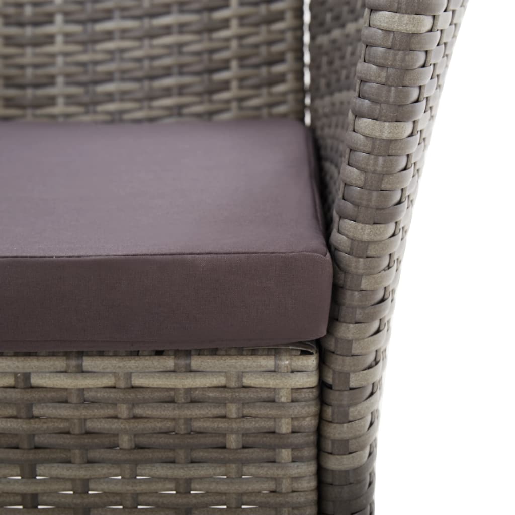 Patio Chairs 2 Pcs With Cushions Poly Rattan Gray