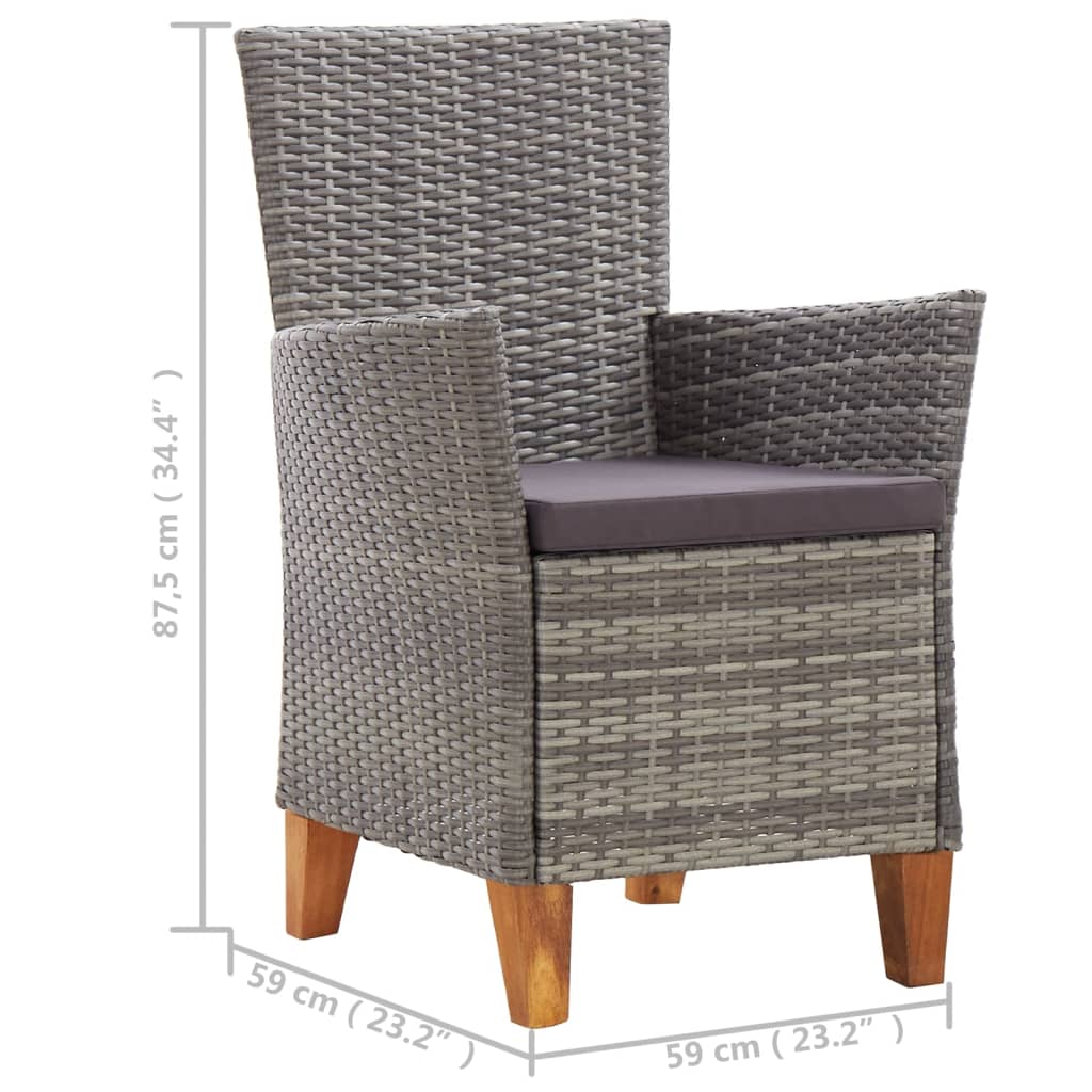 Patio Chairs 2 Pcs With Cushions Poly Rattan Gray