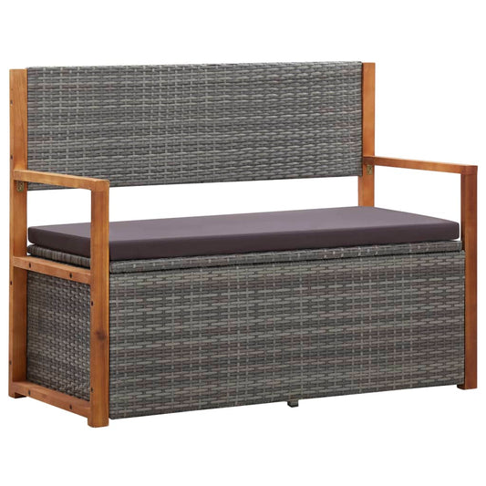 Storage Bench 45.3&quot; Poly Rattan And Solid Acacia Wood