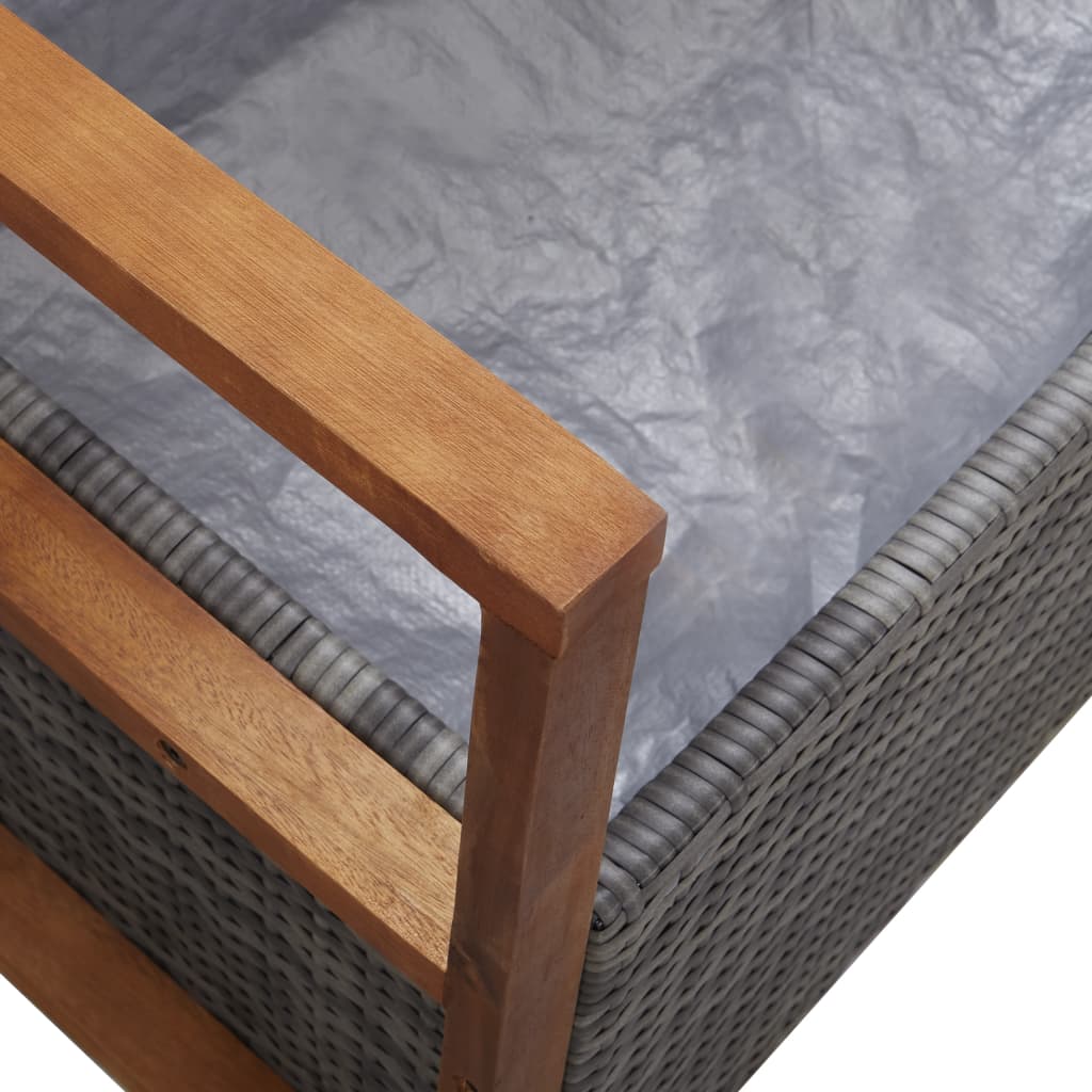 Storage Bench 45.3&quot; Poly Rattan And Solid Acacia Wood