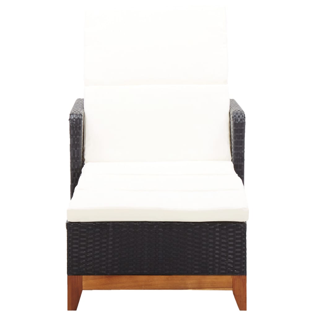 Sun Lounger Poly Rattan And Solid Acacia Wood