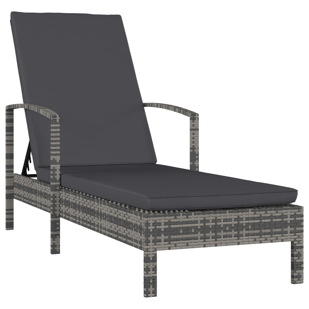 Sun Lounger With Cushion Poly Rattan