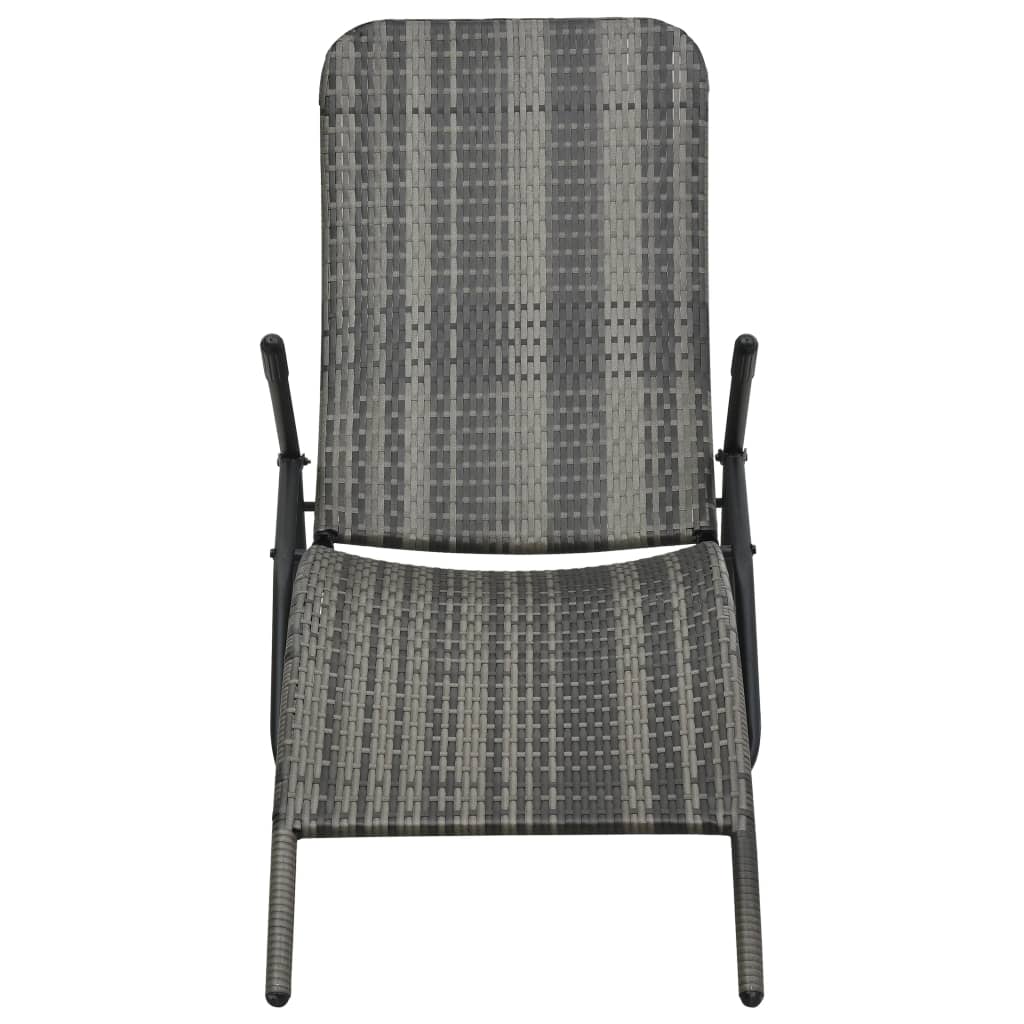 Folding Sun Lounger Poly Rattan Gray