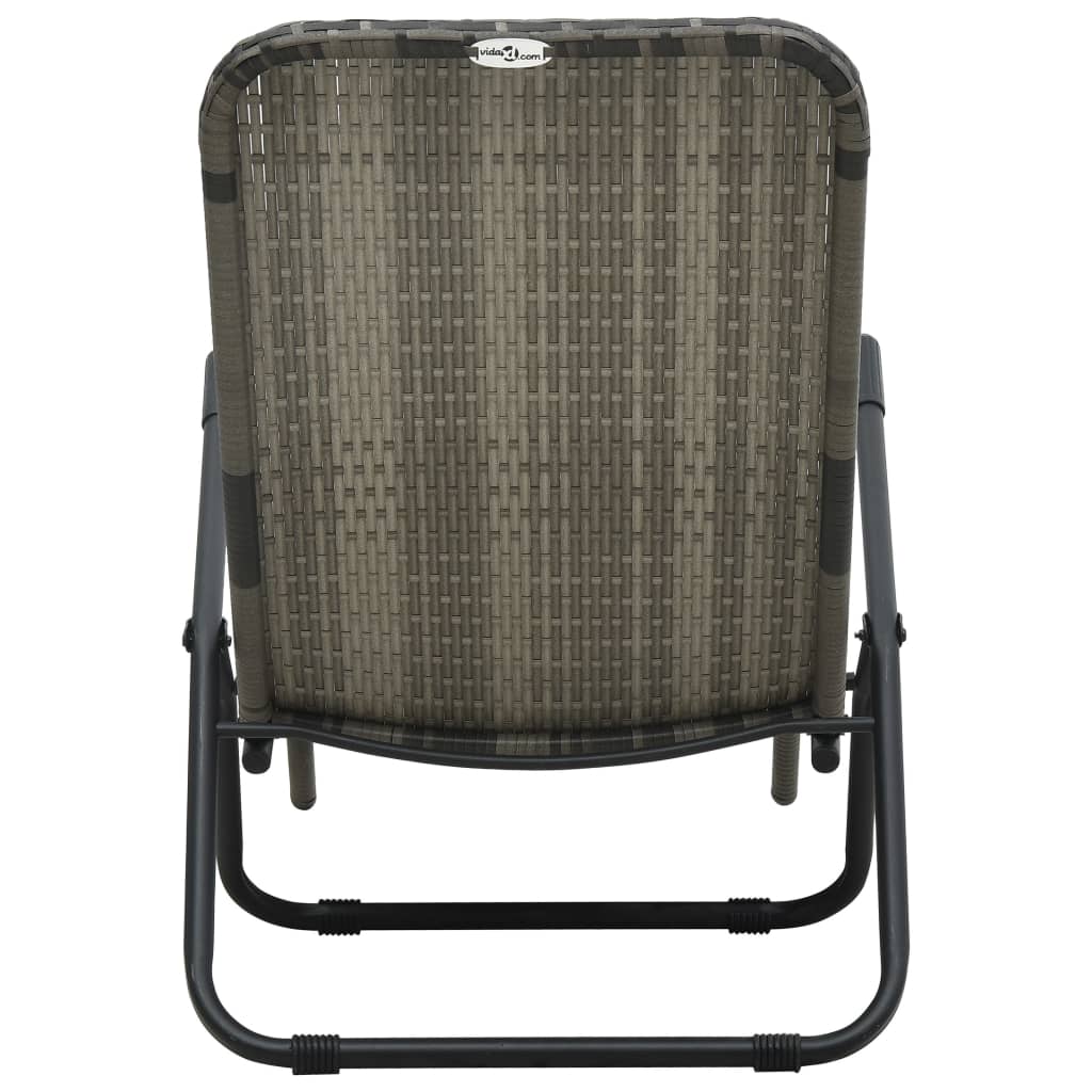 Folding Sun Lounger Poly Rattan Gray