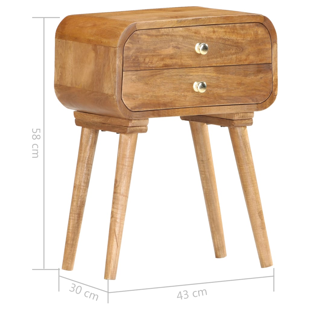 Bedside Cabinet 16.9&quot;X11.8&quot;X22.8&quot; Solid Mango Wood