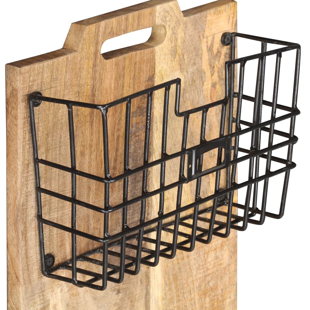 Wall-Mounted Magazine Rack 13&quot;X3.9&quot;X26.4&quot; Solid Rough Mango Wood