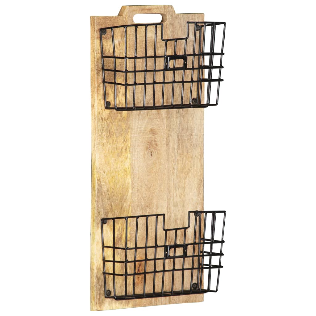 Wall-Mounted Magazine Rack 13&quot;X3.9&quot;X26.4&quot; Solid Rough Mango Wood