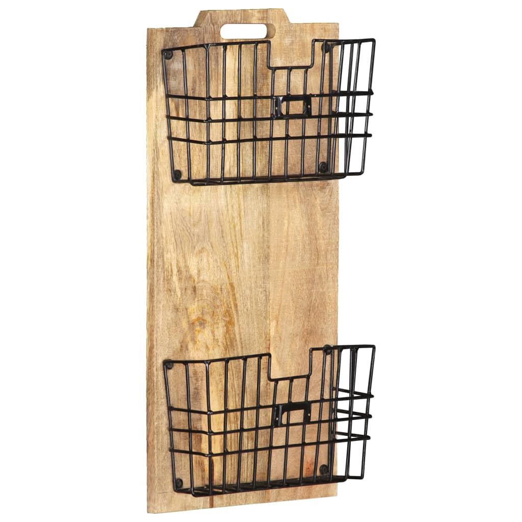 Wall-Mounted Magazine Rack 13&quot;X3.9&quot;X26.4&quot; Solid Rough Mango Wood