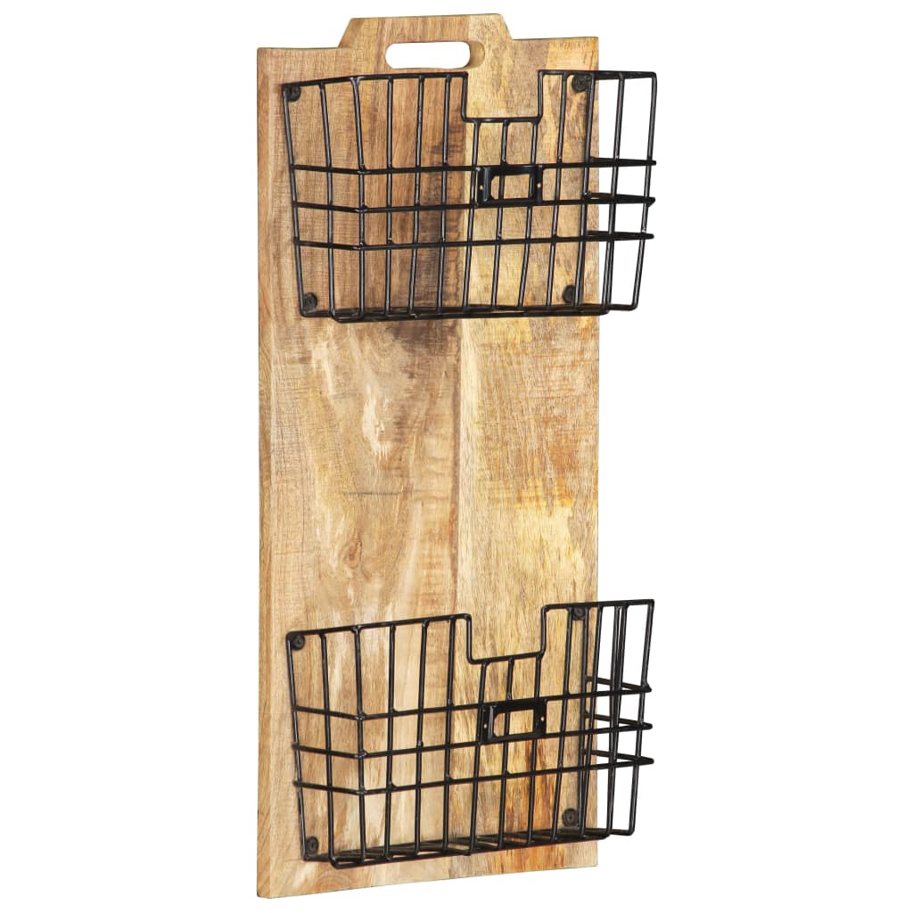 Wall-Mounted Magazine Rack 13&quot;X3.9&quot;X26.4&quot; Solid Rough Mango Wood