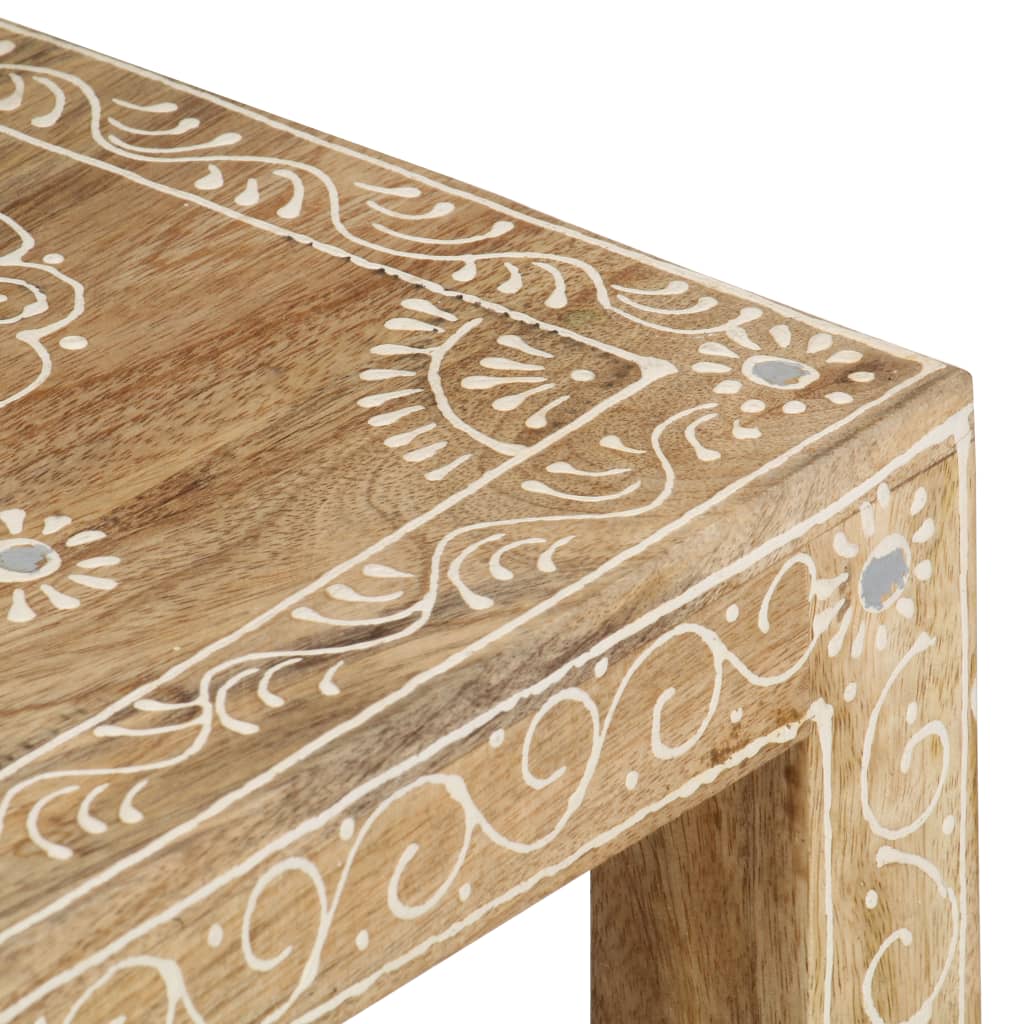 2 Piece Hand-Painted Side Table Set Solid Mango Wood