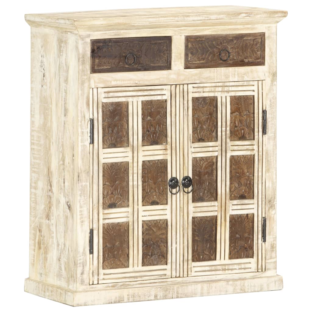 Sideboard White 25.6&quot;X11.8&quot;X29.5&quot; Solid Mango Wood