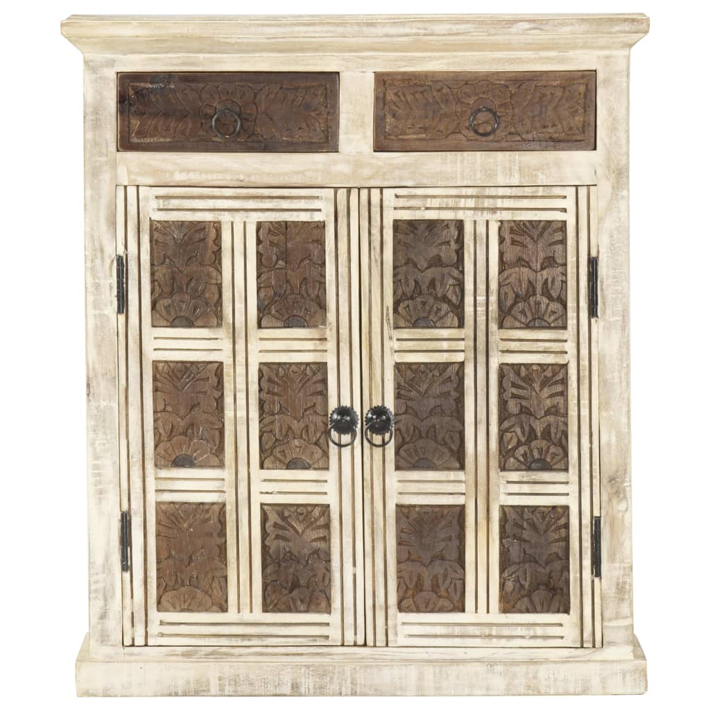 Sideboard White 25.6&quot;X11.8&quot;X29.5&quot; Solid Mango Wood