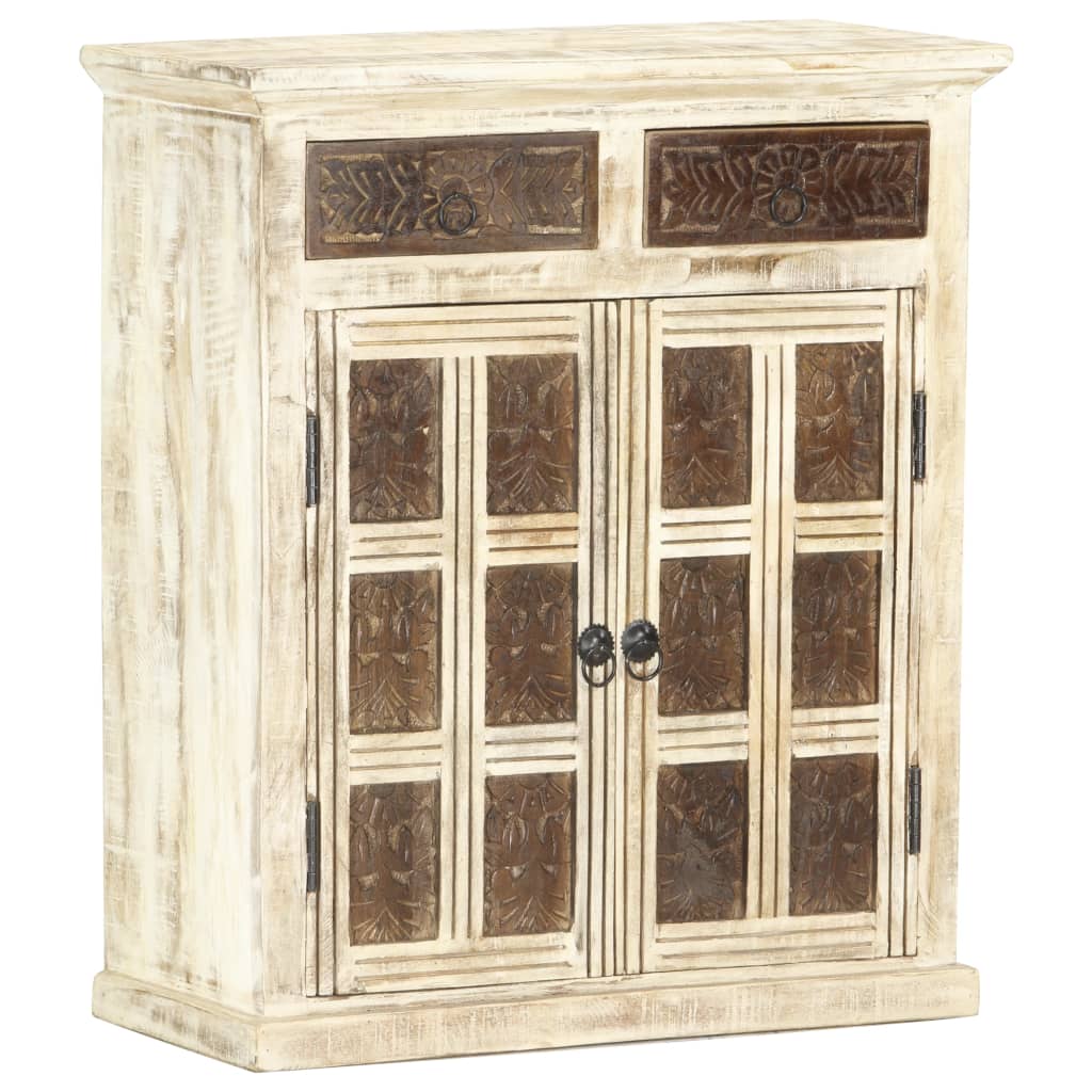 Sideboard White 25.6&quot;X11.8&quot;X29.5&quot; Solid Mango Wood