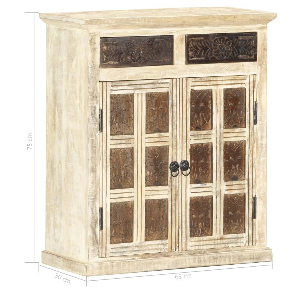 Sideboard White 25.6&quot;X11.8&quot;X29.5&quot; Solid Mango Wood