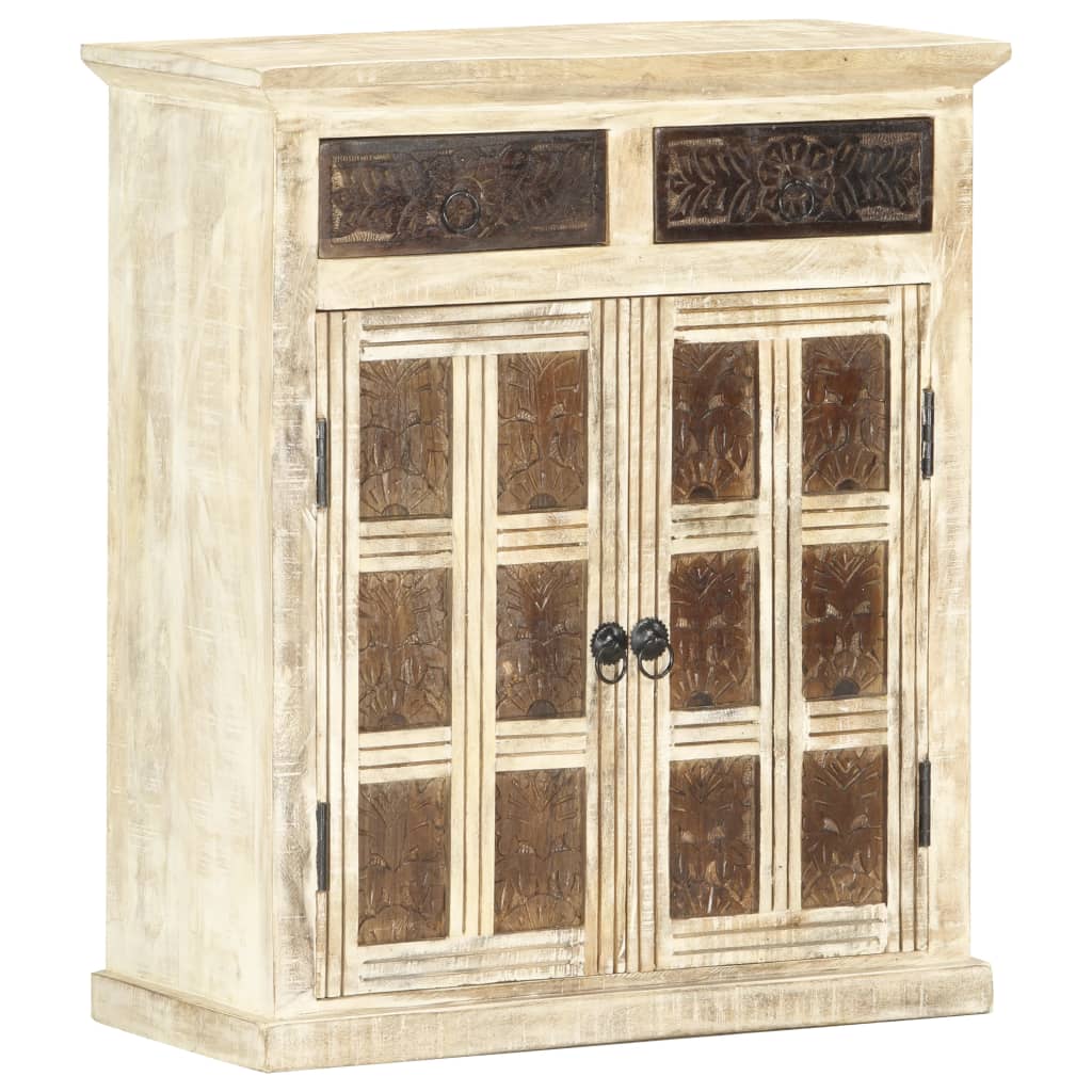 Sideboard White 25.6&quot;X11.8&quot;X29.5&quot; Solid Mango Wood