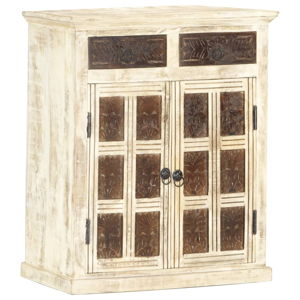 Sideboard White 25.6&quot;X11.8&quot;X29.5&quot; Solid Mango Wood