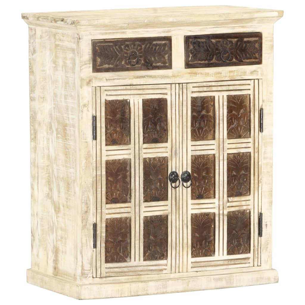 Sideboard White 25.6&quot;X11.8&quot;X29.5&quot; Solid Mango Wood