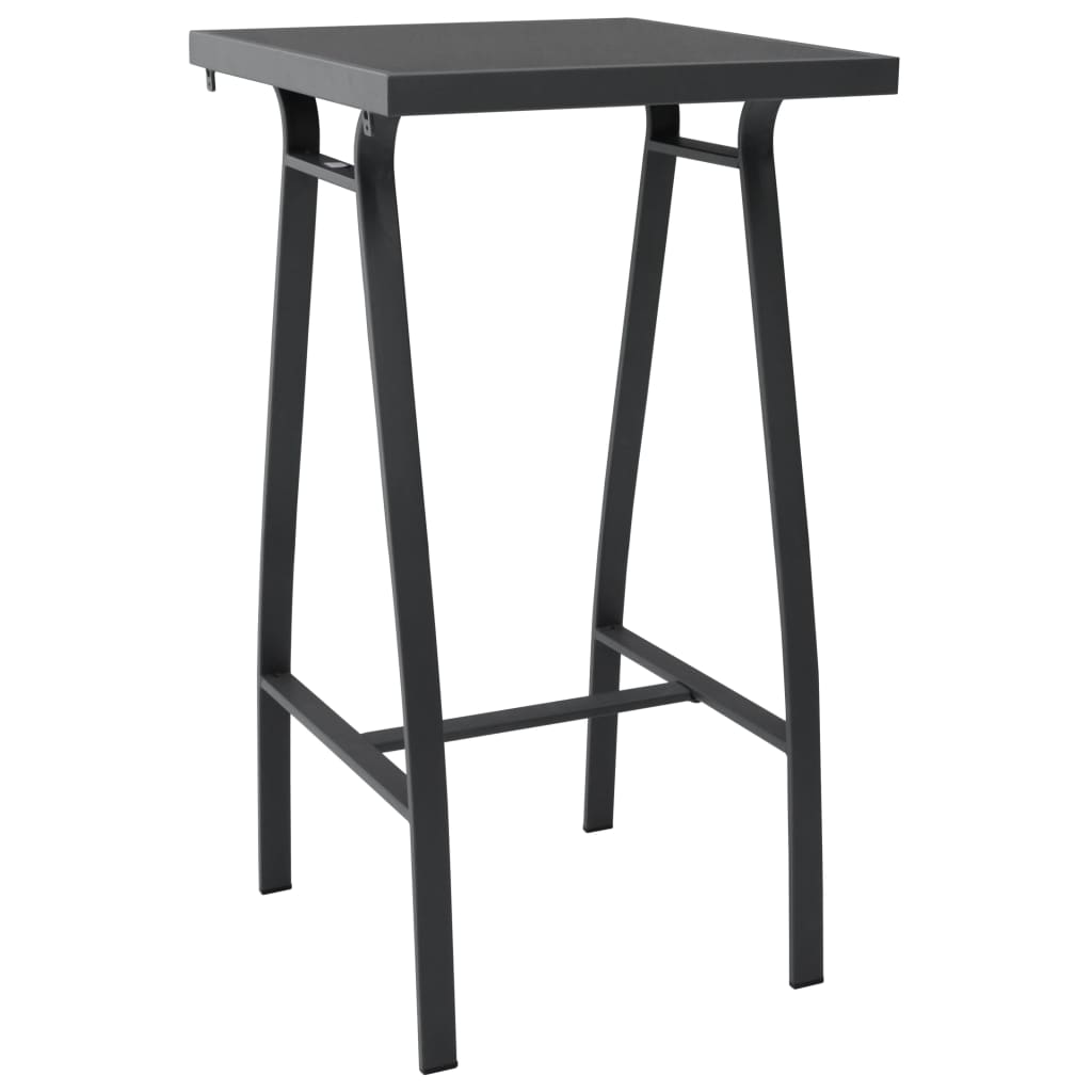 Patio Bar Table Black Tempered Glass