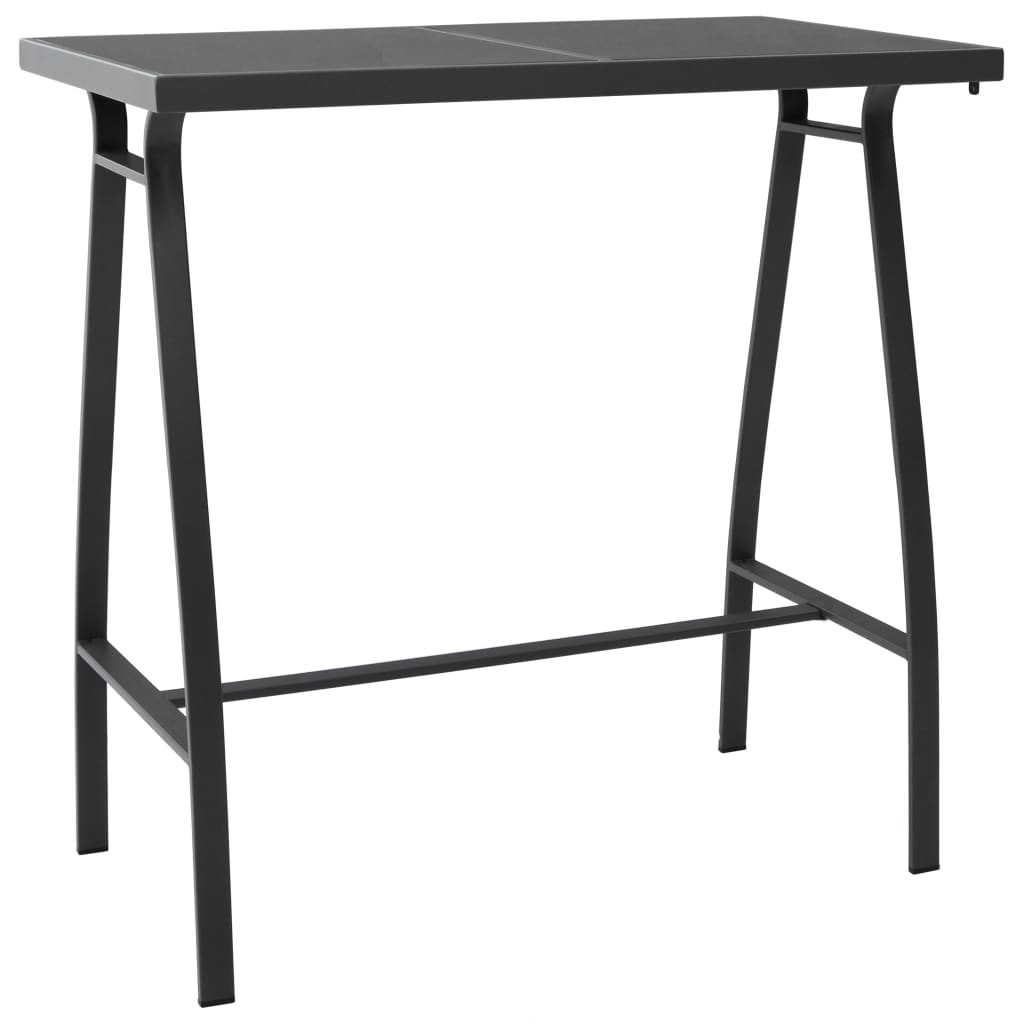 Patio Bar Table Black Tempered Glass