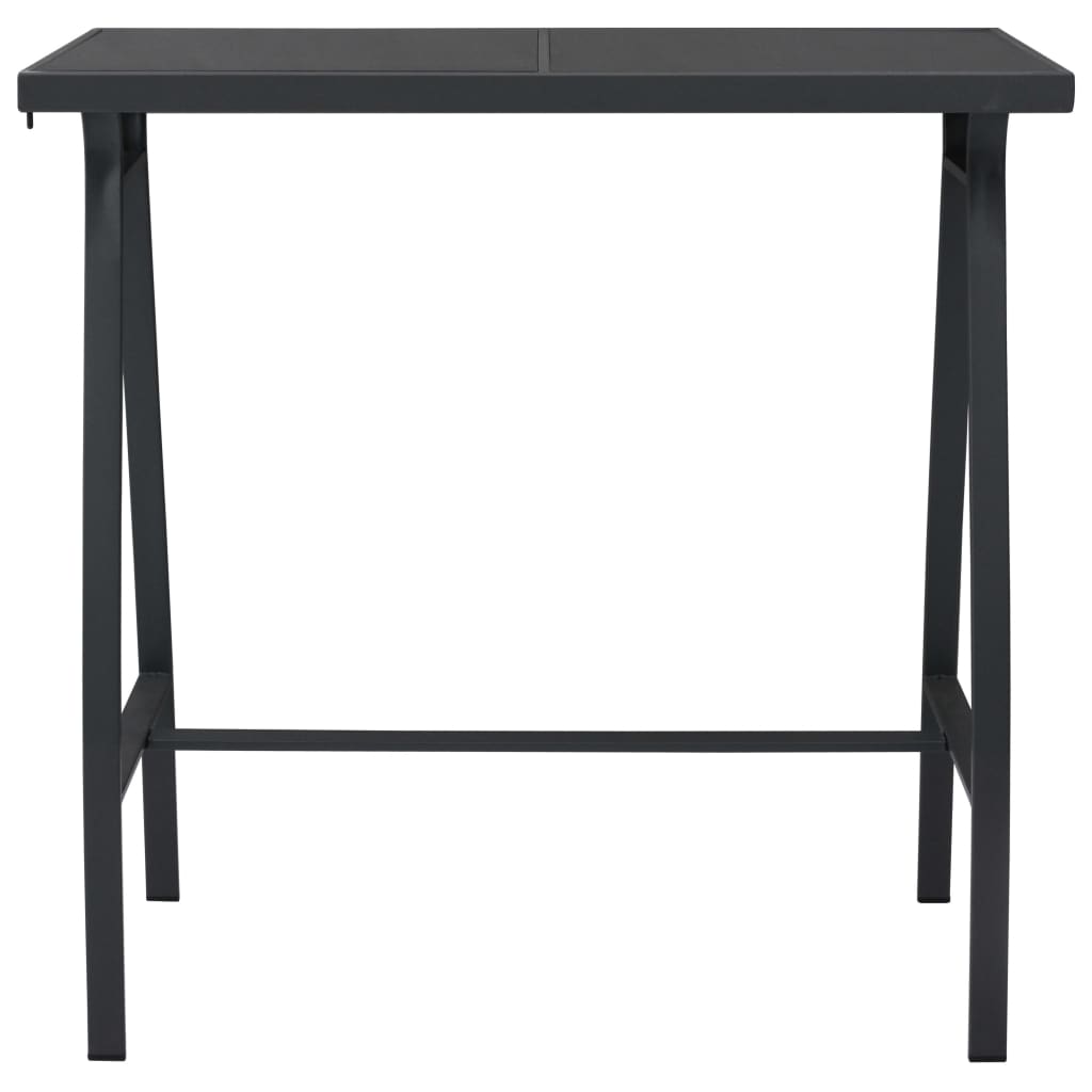 Patio Bar Table Black Tempered Glass