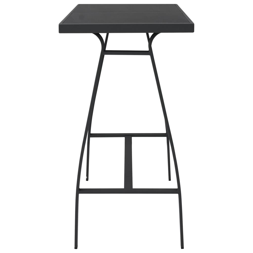 Patio Bar Table Black Tempered Glass