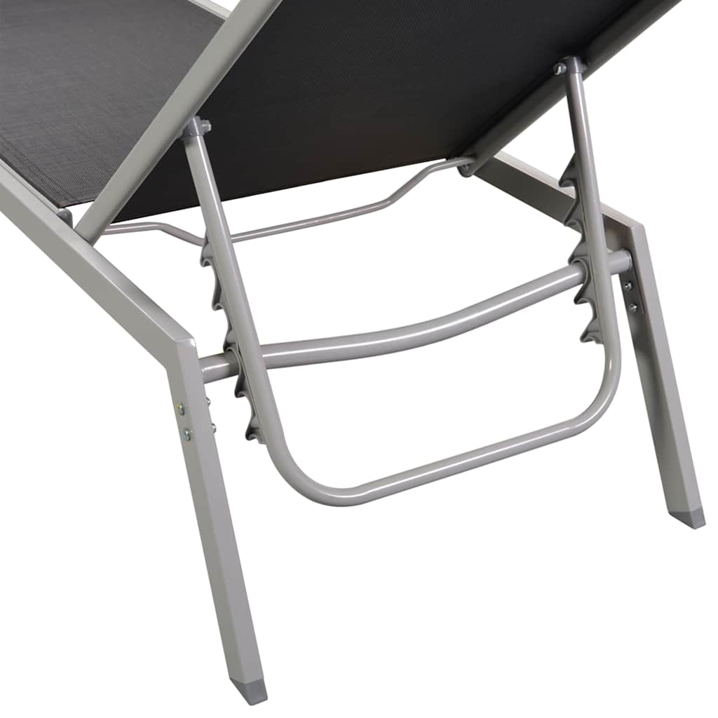 Sun Lounger Steel And Textilene Black