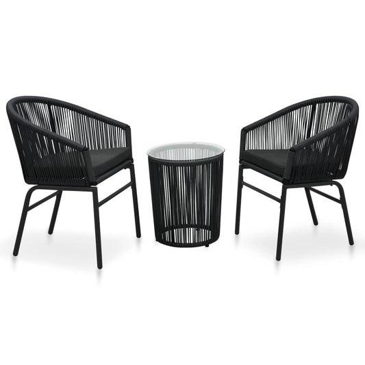 3 Piece Bistro Set With Cushions Pe Rattan