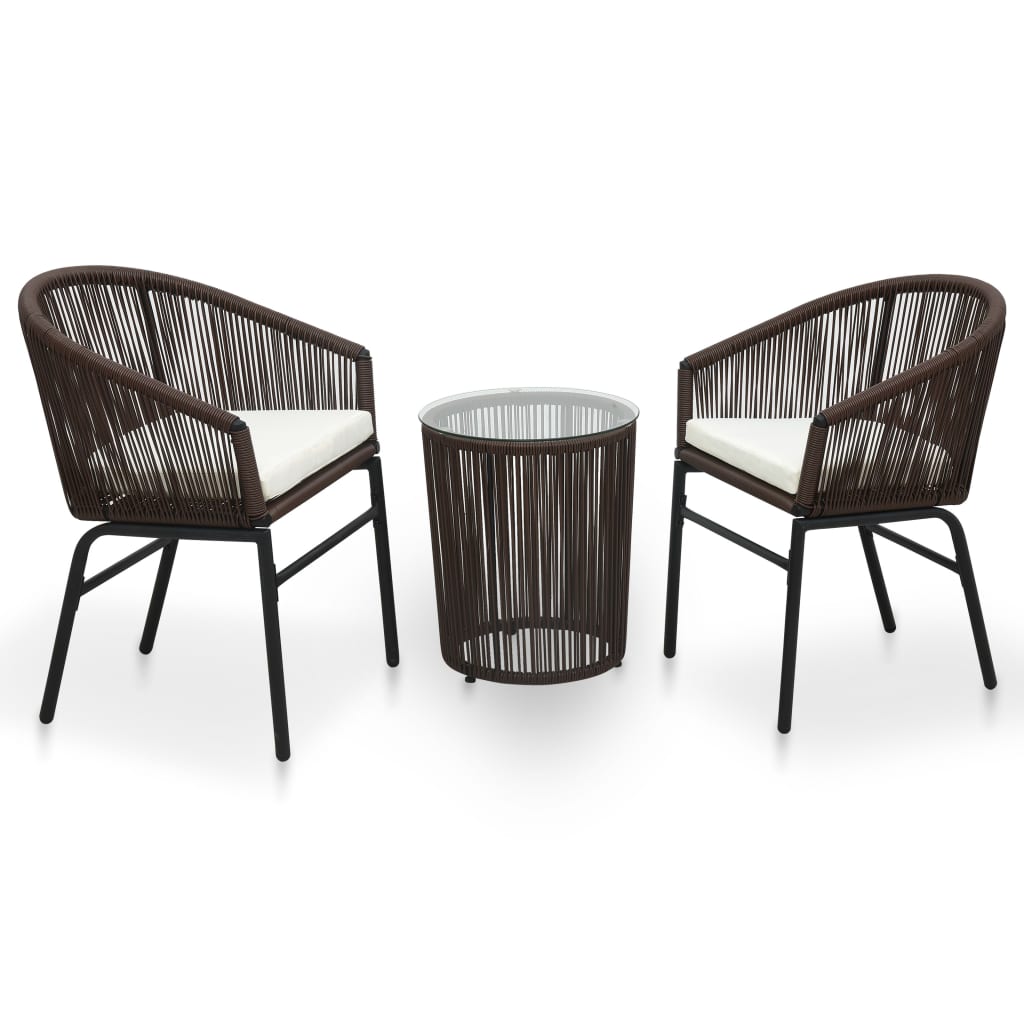 3 Piece Bistro Set With Cushions Pe Rattan