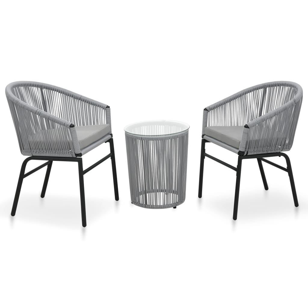 3 Piece Bistro Set With Cushions Pe Rattan