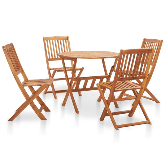 5 Piece Folding Dining Set Solid Acacia Wood