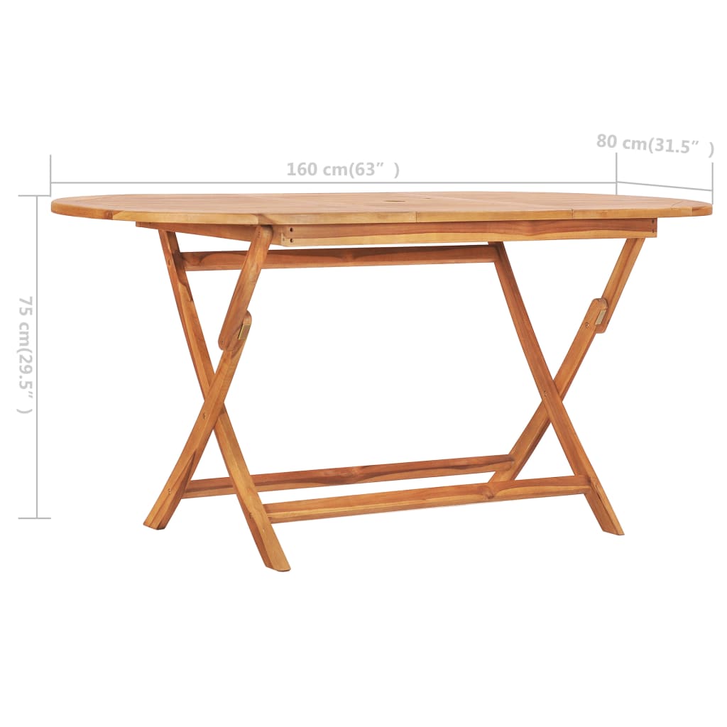 Folding Patio Table 62.9&quot;X31.4&quot;X29.5&quot; Solid Teak Wood