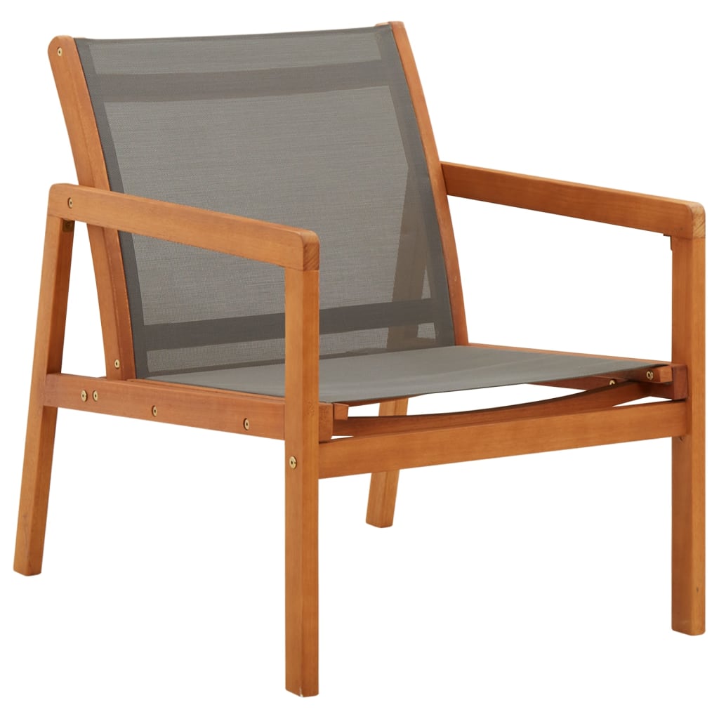 Patio Lounge Chair Solid Wood Eucalyptus And Textilene