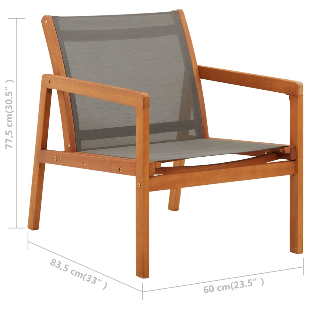 Patio Lounge Chair Solid Wood Eucalyptus And Textilene