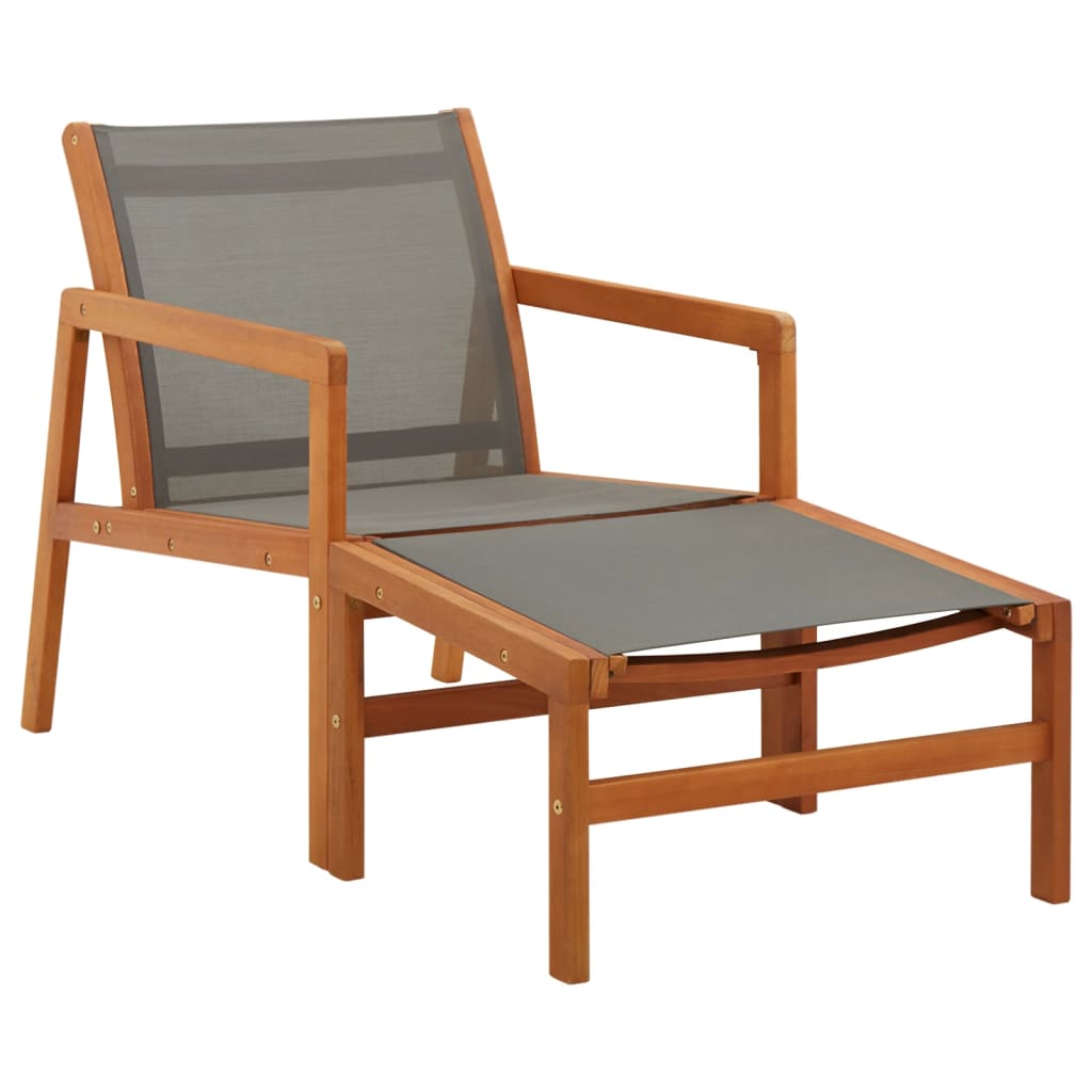 Patio Lounge Chair Solid Wood Eucalyptus And Textilene