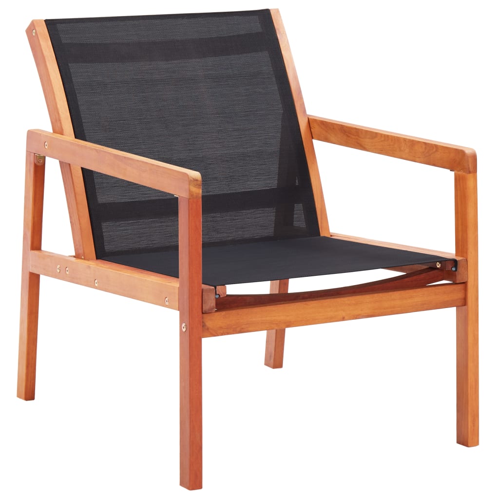 Patio Lounge Chair Solid Wood Eucalyptus And Textilene