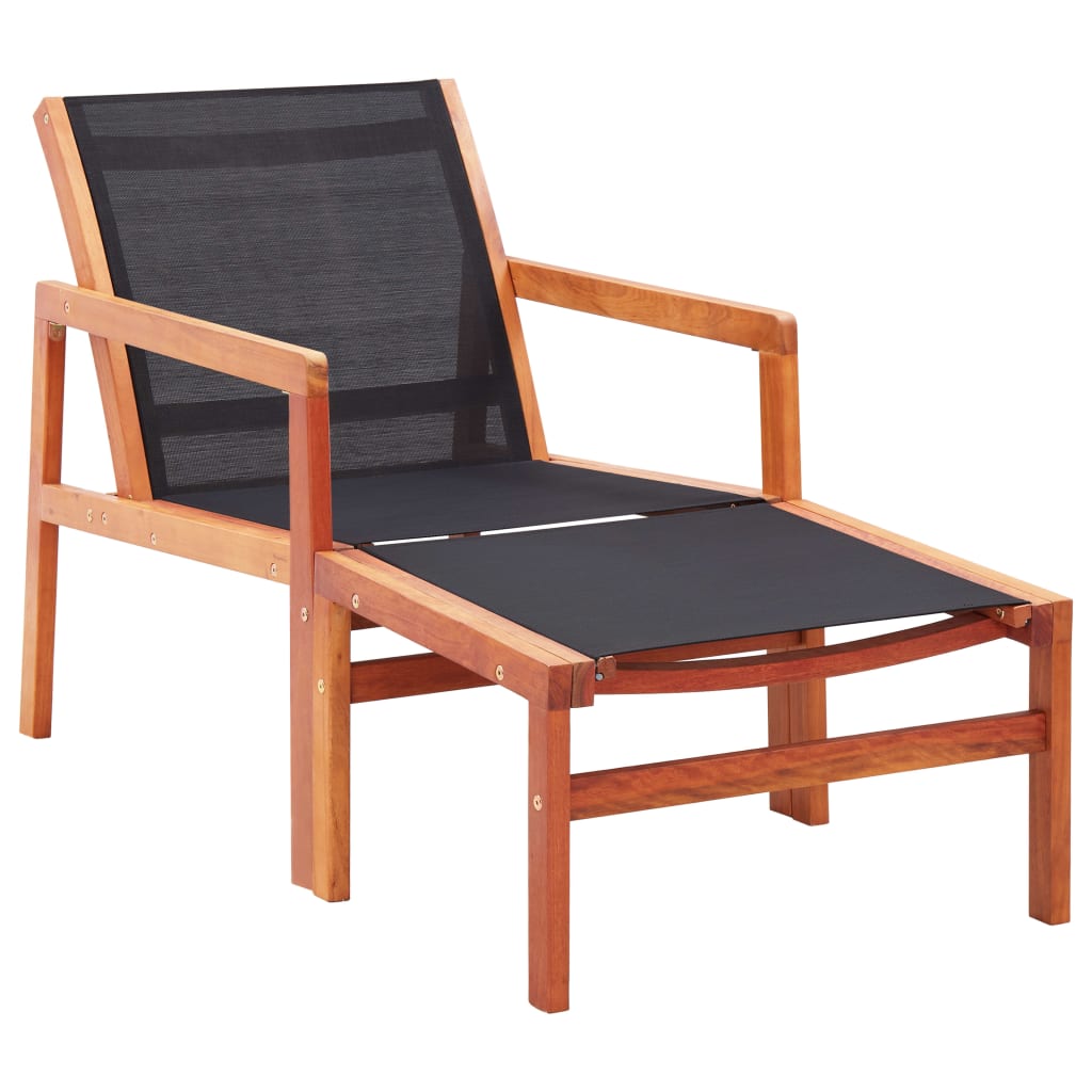 Patio Lounge Chair Solid Wood Eucalyptus And Textilene