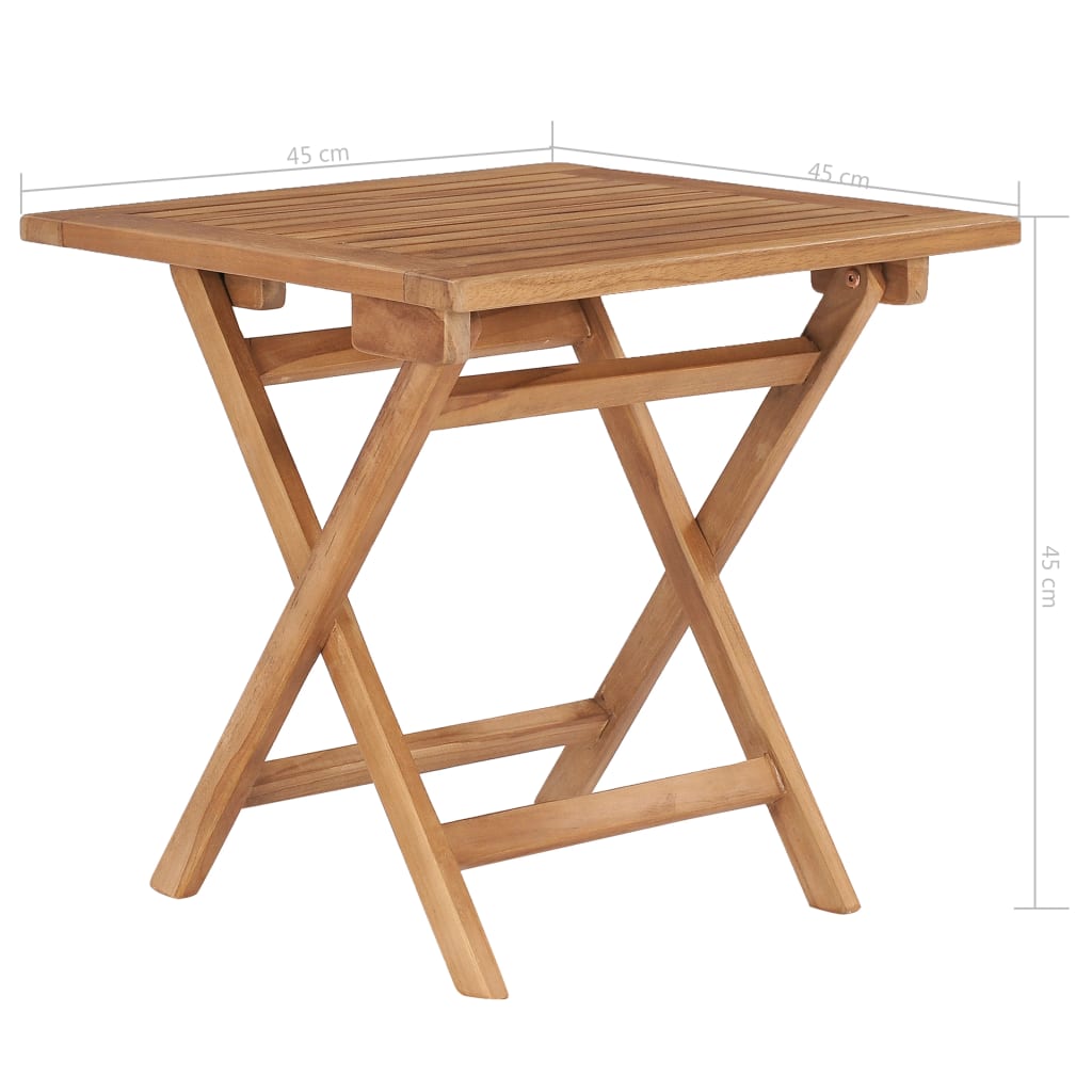 Folding Patio Table 17.7&quot;X17.7&quot;X17.7&quot; Solid Teak Wood