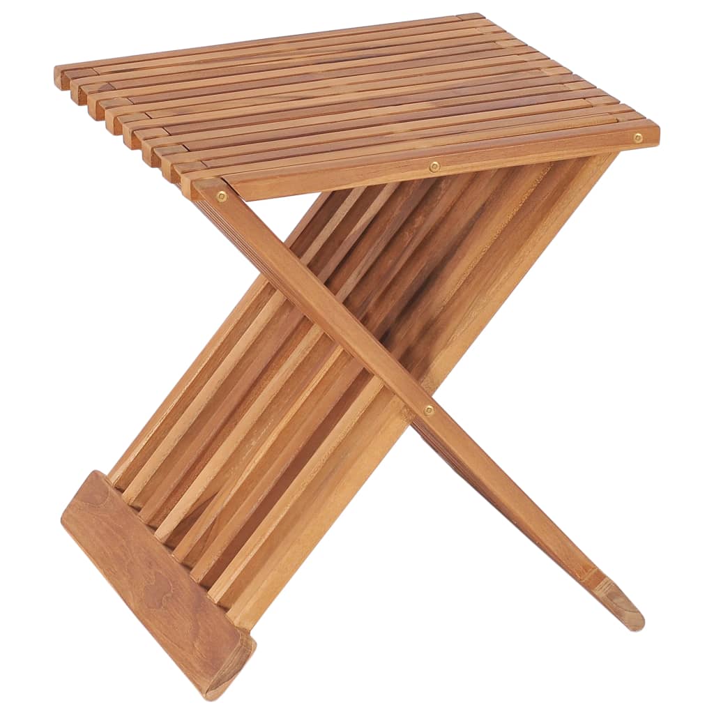 Folding Stool 15.7&quot;X12.6&quot;X17.7&quot; Solid Teak Wood