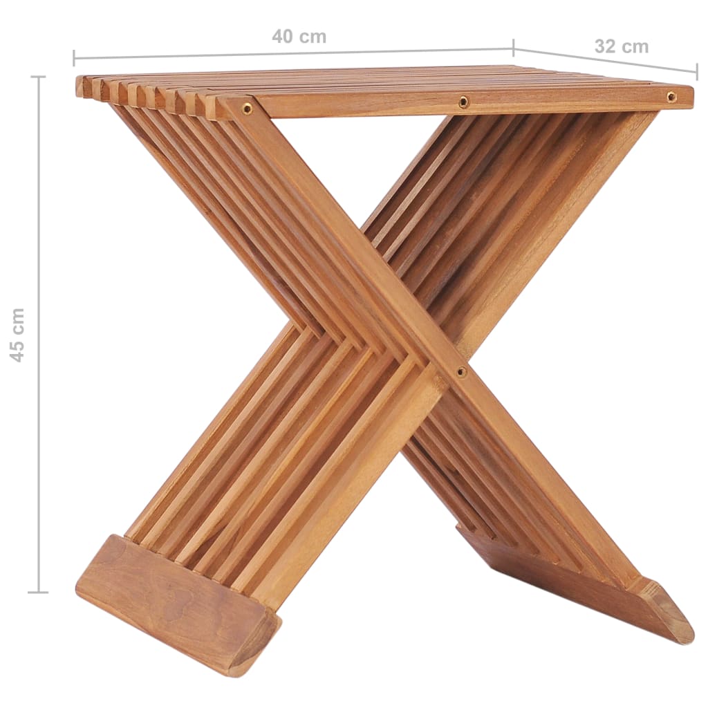 Folding Stool 15.7&quot;X12.6&quot;X17.7&quot; Solid Teak Wood