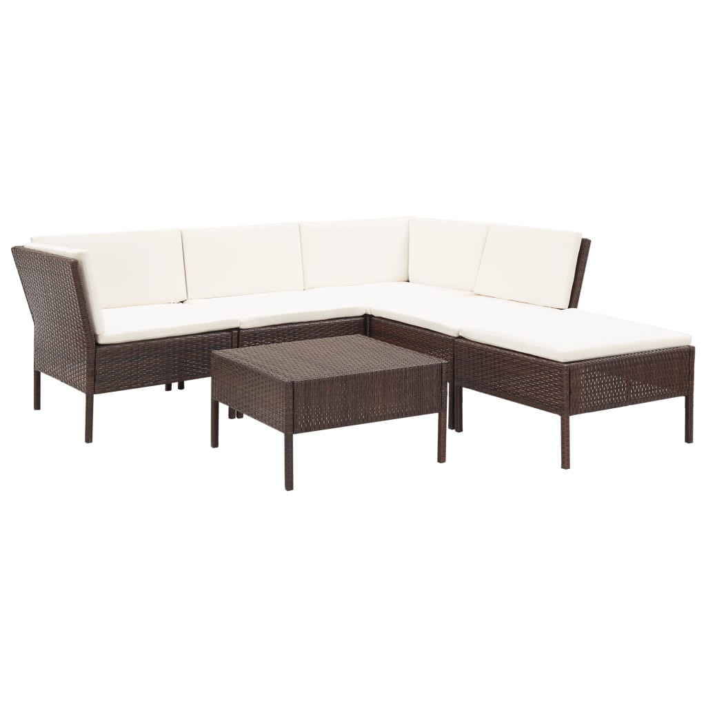 6 Piece Patio Lounge Set With Cushions Poly Rattan