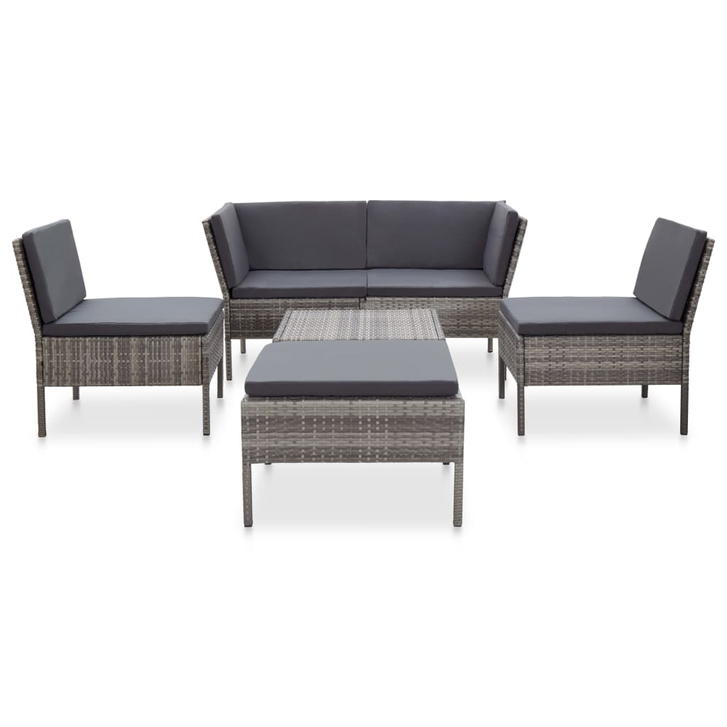 6 Piece Patio Lounge Set With Cushions Poly Rattan