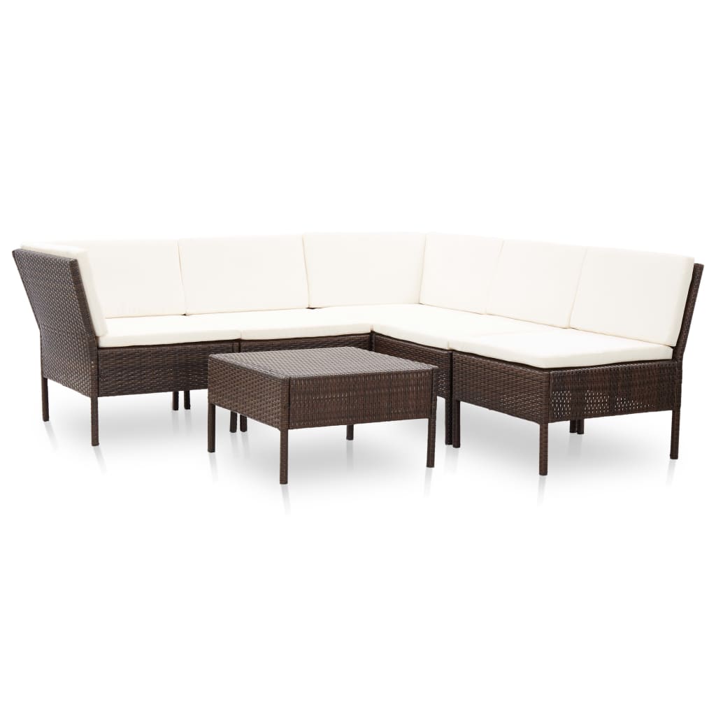 6 Piece Patio Lounge Set With Cushions Poly Rattan