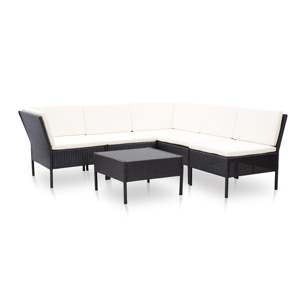 6 Piece Patio Lounge Set With Cushions Poly Rattan