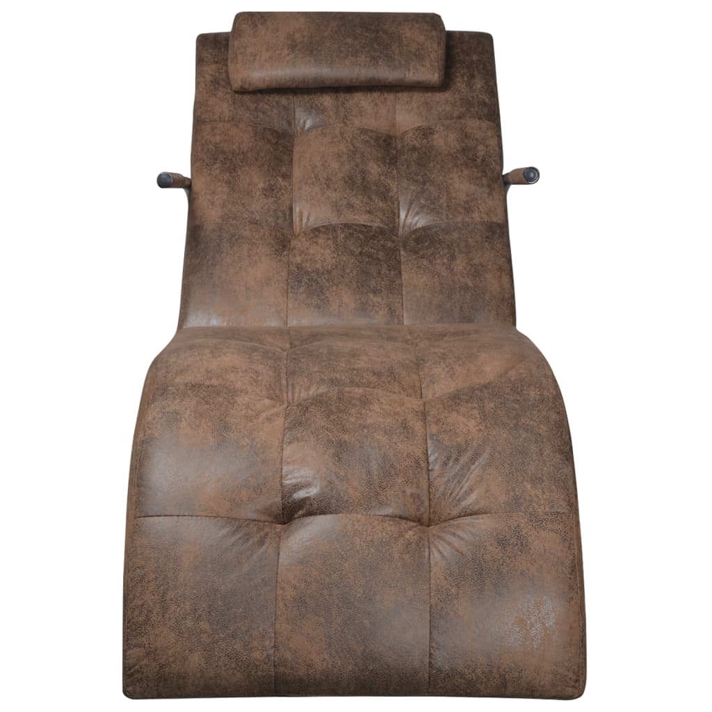 Chaise Longue With Pillow Suede Look Fabric