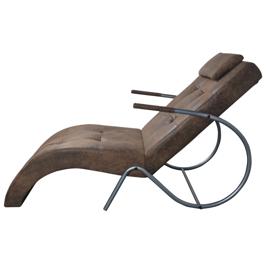 Chaise Longue With Pillow Suede Look Fabric