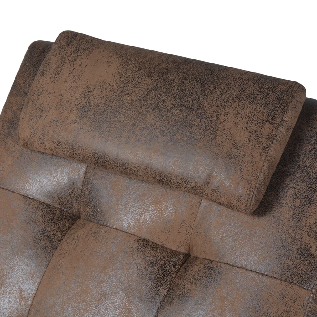 Chaise Longue With Pillow Suede Look Fabric